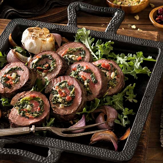 Flank Steak with Spinach and Cream Cheese Recipe
