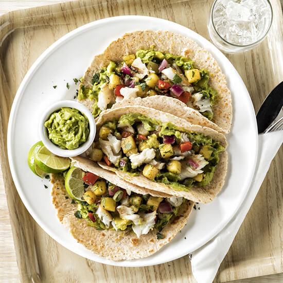 Guacamole and Grilled Fish Tacos with Pineapple Salsa