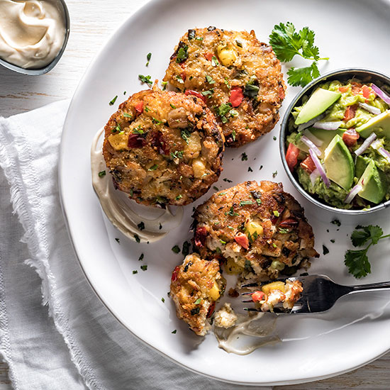 Simplot RoastWorks Flame-Roasted Pineapple & Pepper Blend Crab Cakes