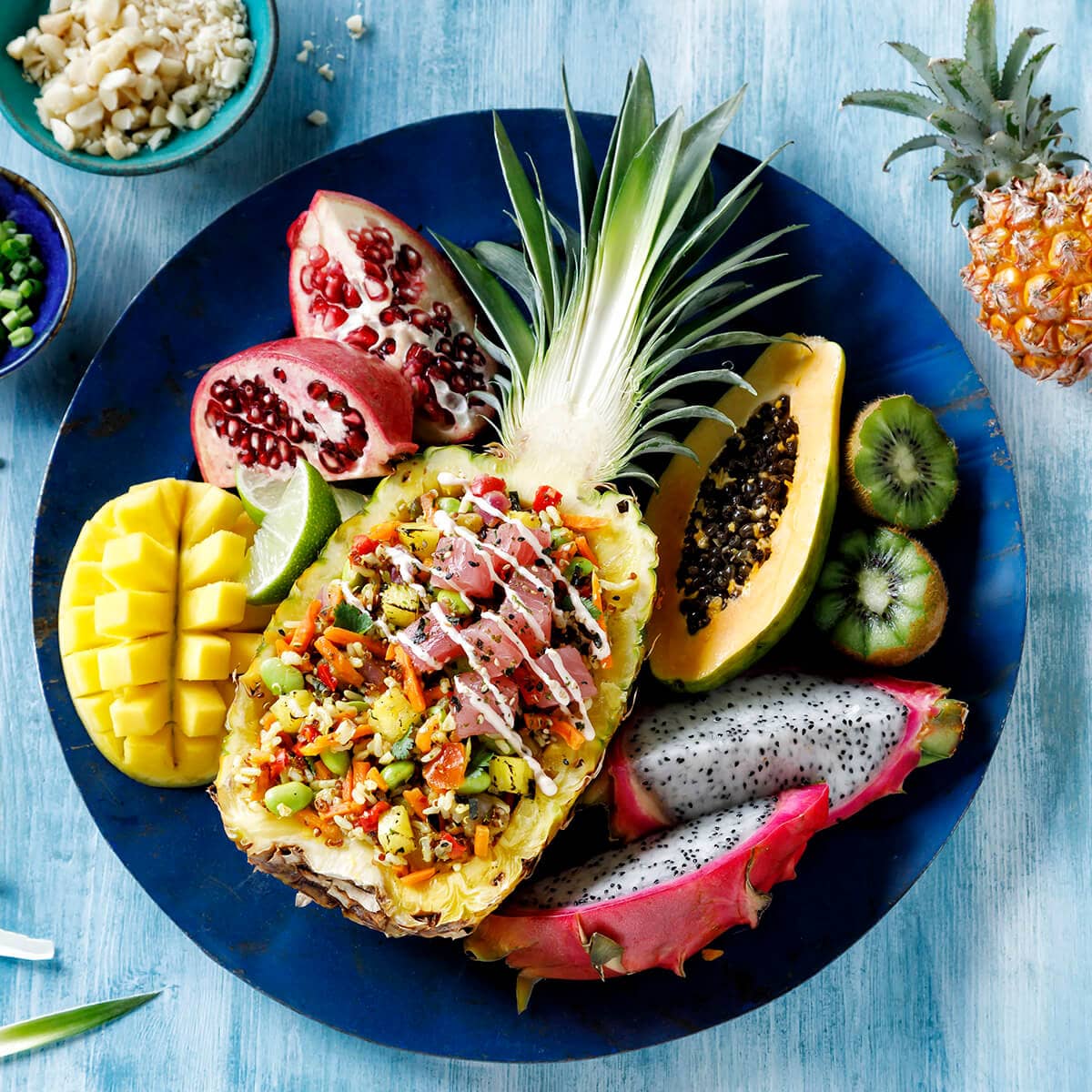 Roasted Pineapple Stir Fried Rice Salad with Poke
