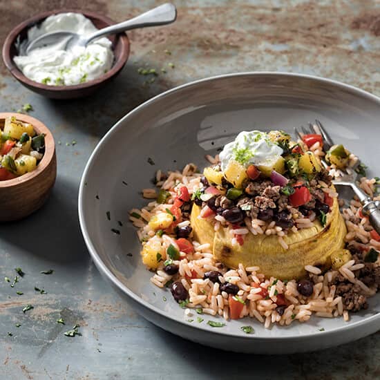 Stuffed plantain bowl