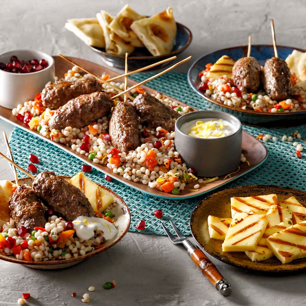 Mediterranean Couscous and Red Quinoa Lamb Kofta Bowl Recipe