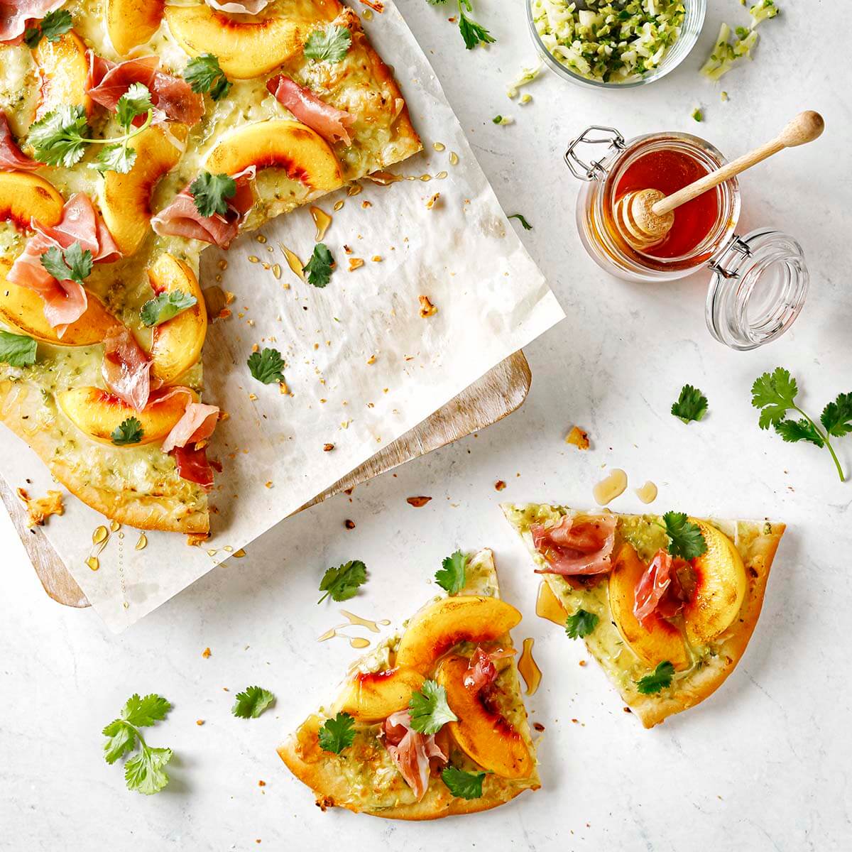 Spicy Peach and Prosciutto Flatbread Recipe