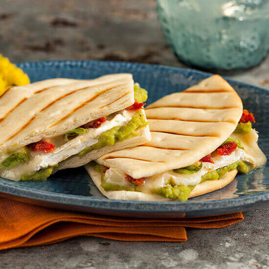 Avocado Brie and Sun Dried Tomato Pita