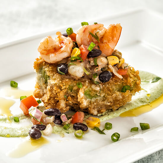 Butter Poached Shrimp and Corn Stuffed Avocado