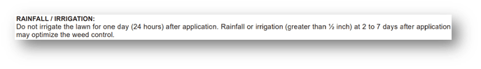 Irrigation description for BEST ONE-SHOT Pre-emergent Herbicide