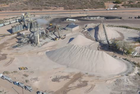 Foto aérea de la mina de arena Silica de Overton