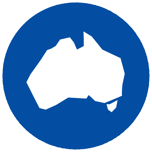 blue dot with white outline of australia