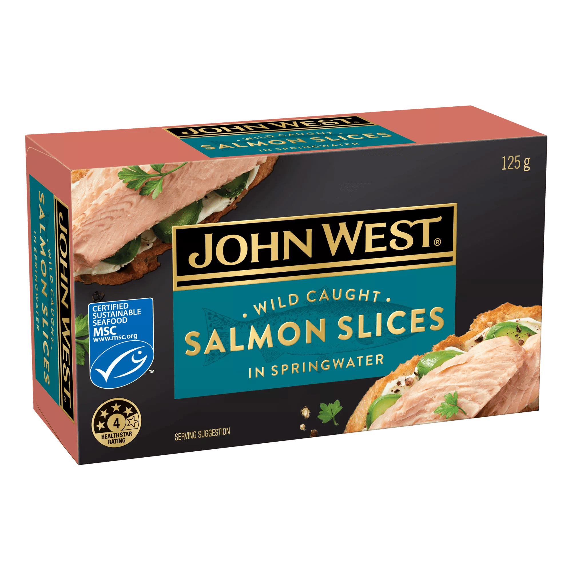 JW Wild Caught Salmon Slices Springwater 12x125g                
