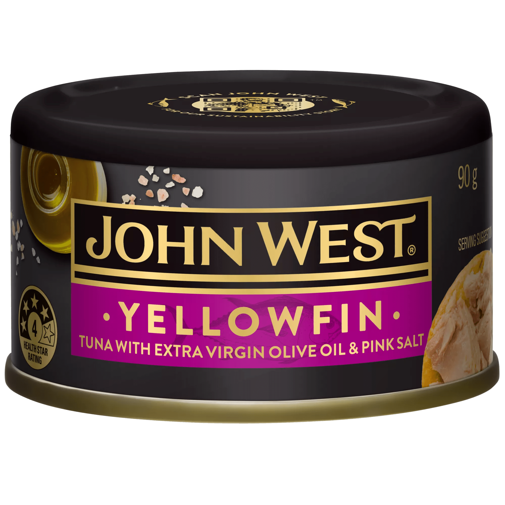 John West Yellowfin Tuna Extra Virgin Olive Oil Blend & Pink Salt 12x90g                