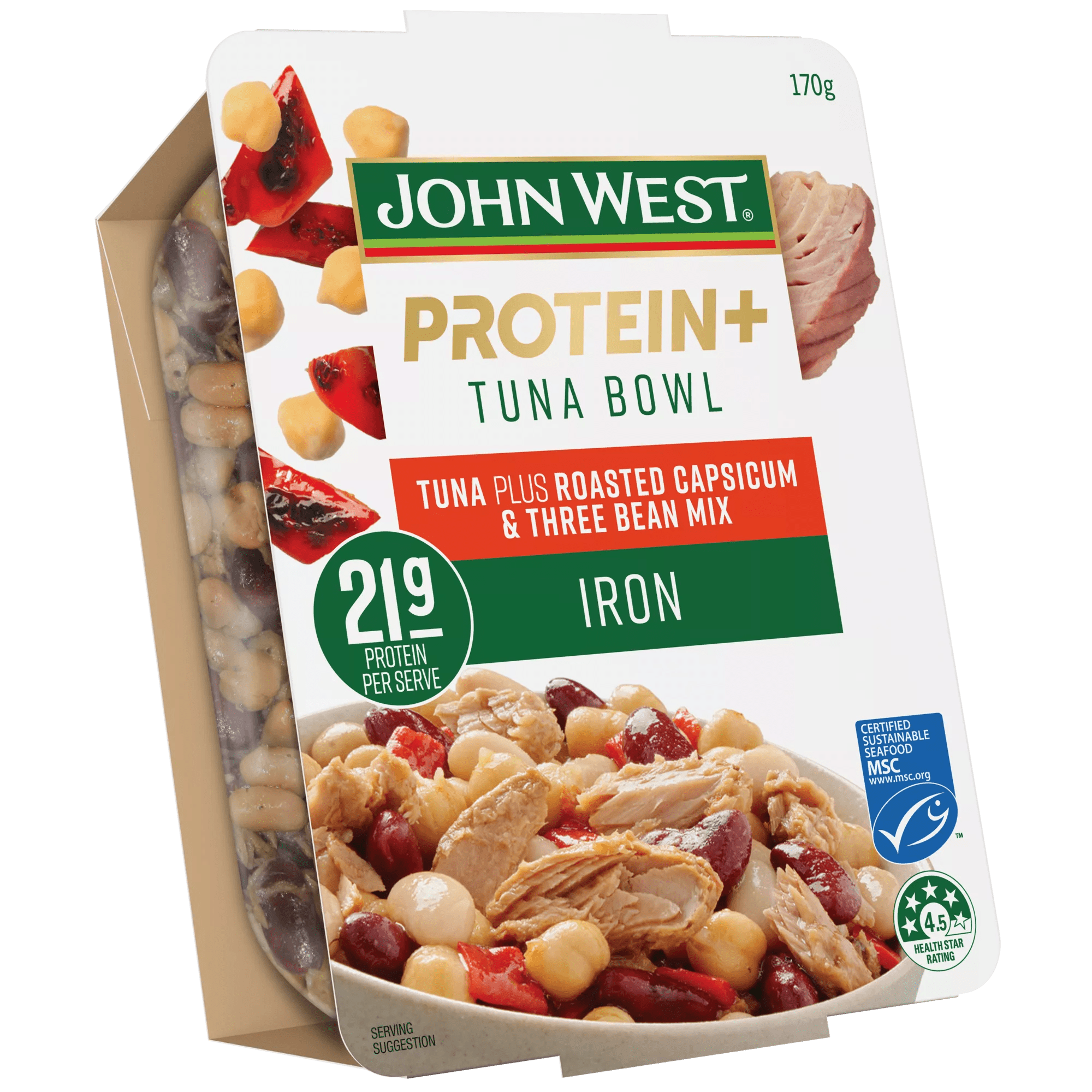 JW Protein+ Iron Tuna Roasted Capsicum & 3 Bean Mix 170g