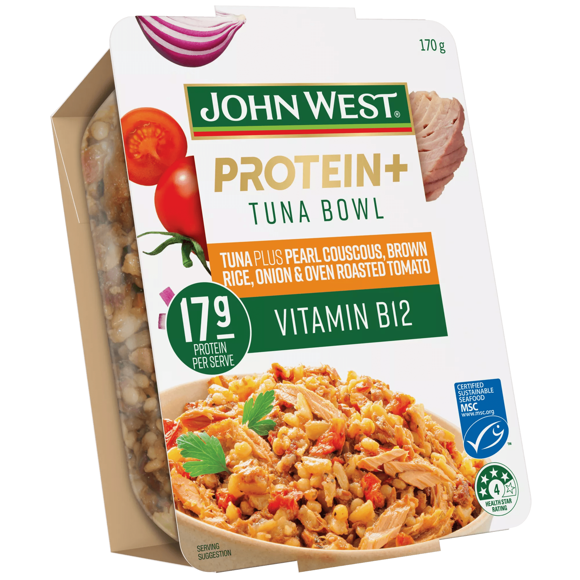 JW Protein+ Vitamin B12 Tuna Pearl Couscous, Brown Rice, Oven Roasted Tomato & Onion 170g