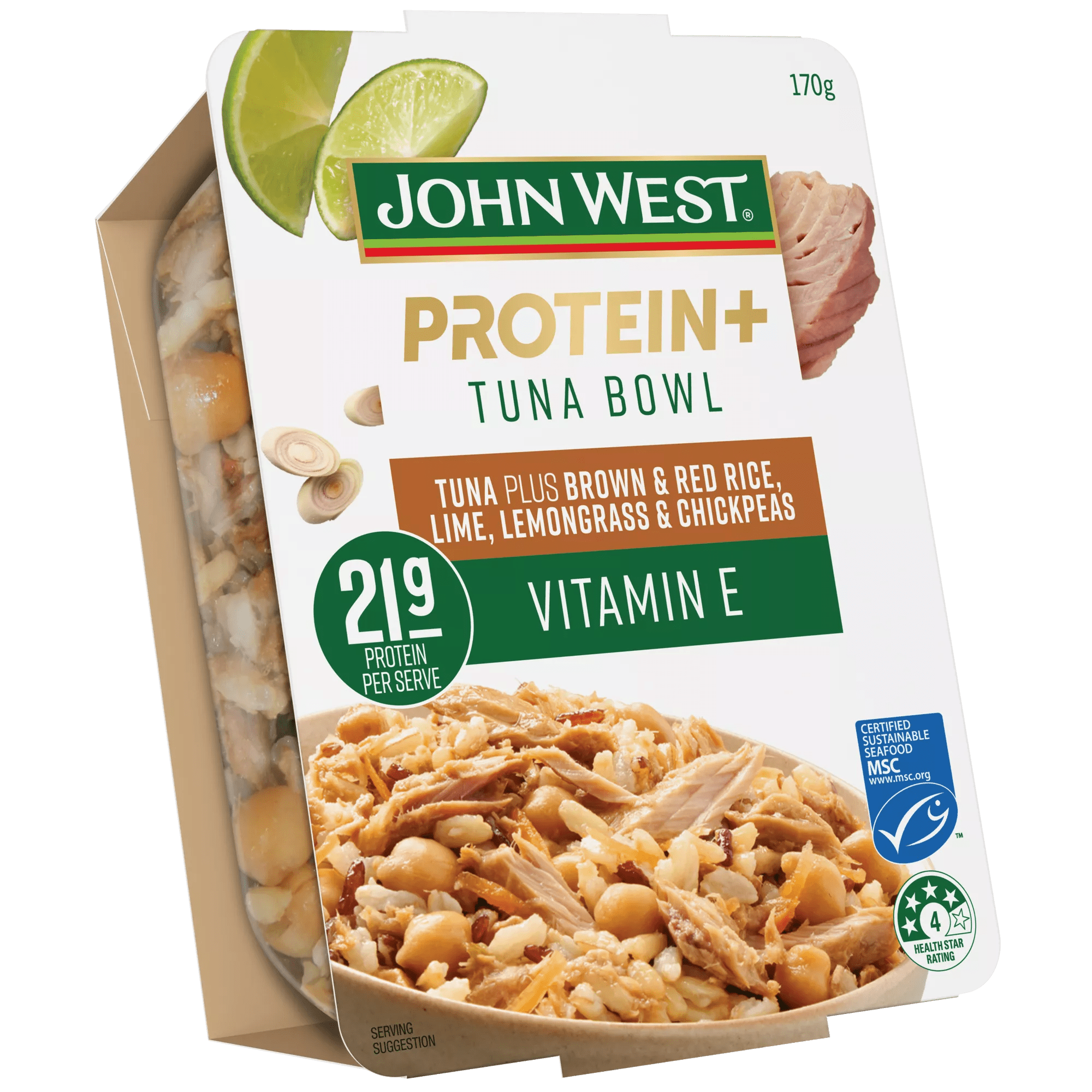 JW Protein+ Vitamin E Tuna Brown & Red Rice, Lime, Lemongrass & Chickpeas 170g