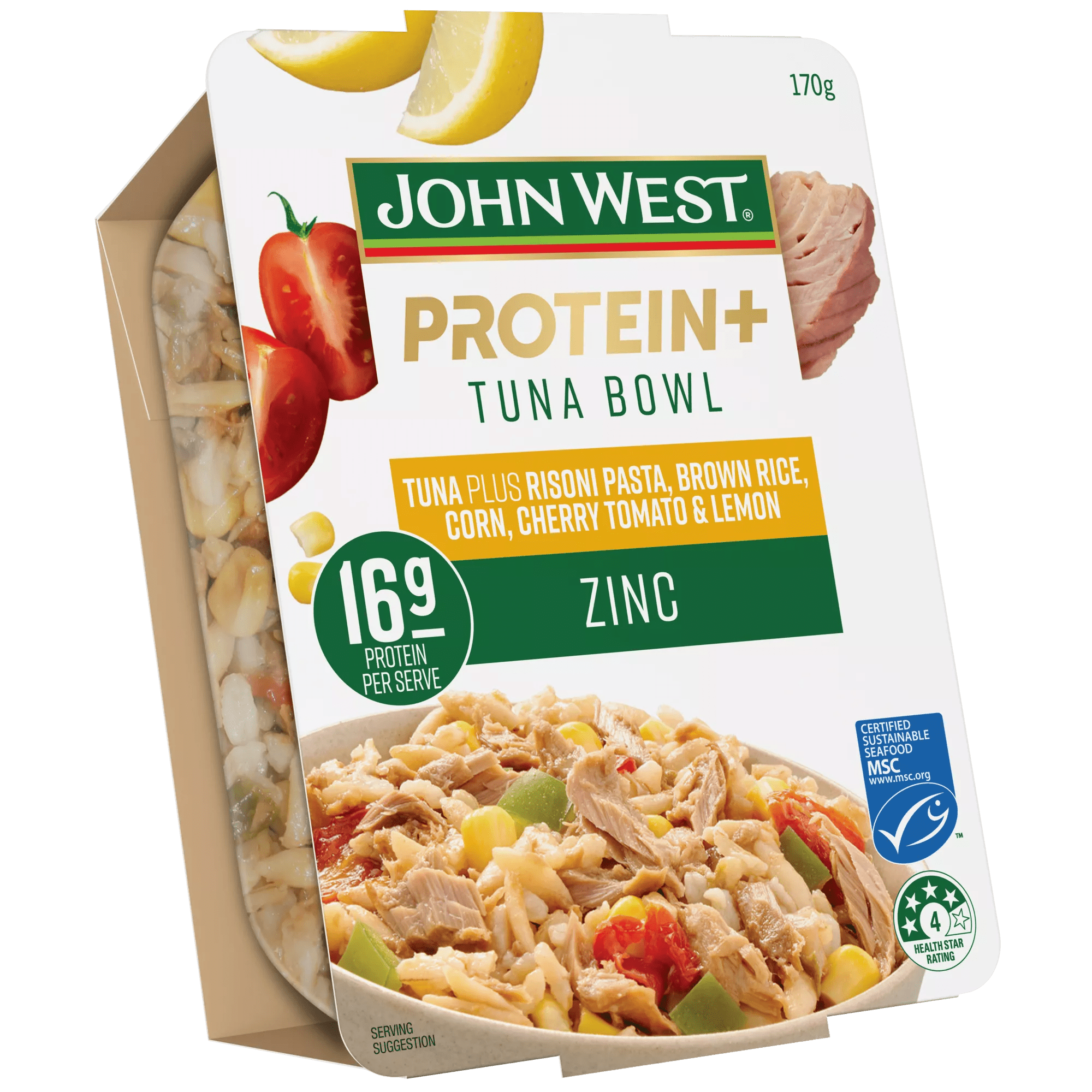 JW Protein+ Zinc Tuna Risoni Pasta, Brown Rice, Corn, Cherry Tomato & Lemon 170g