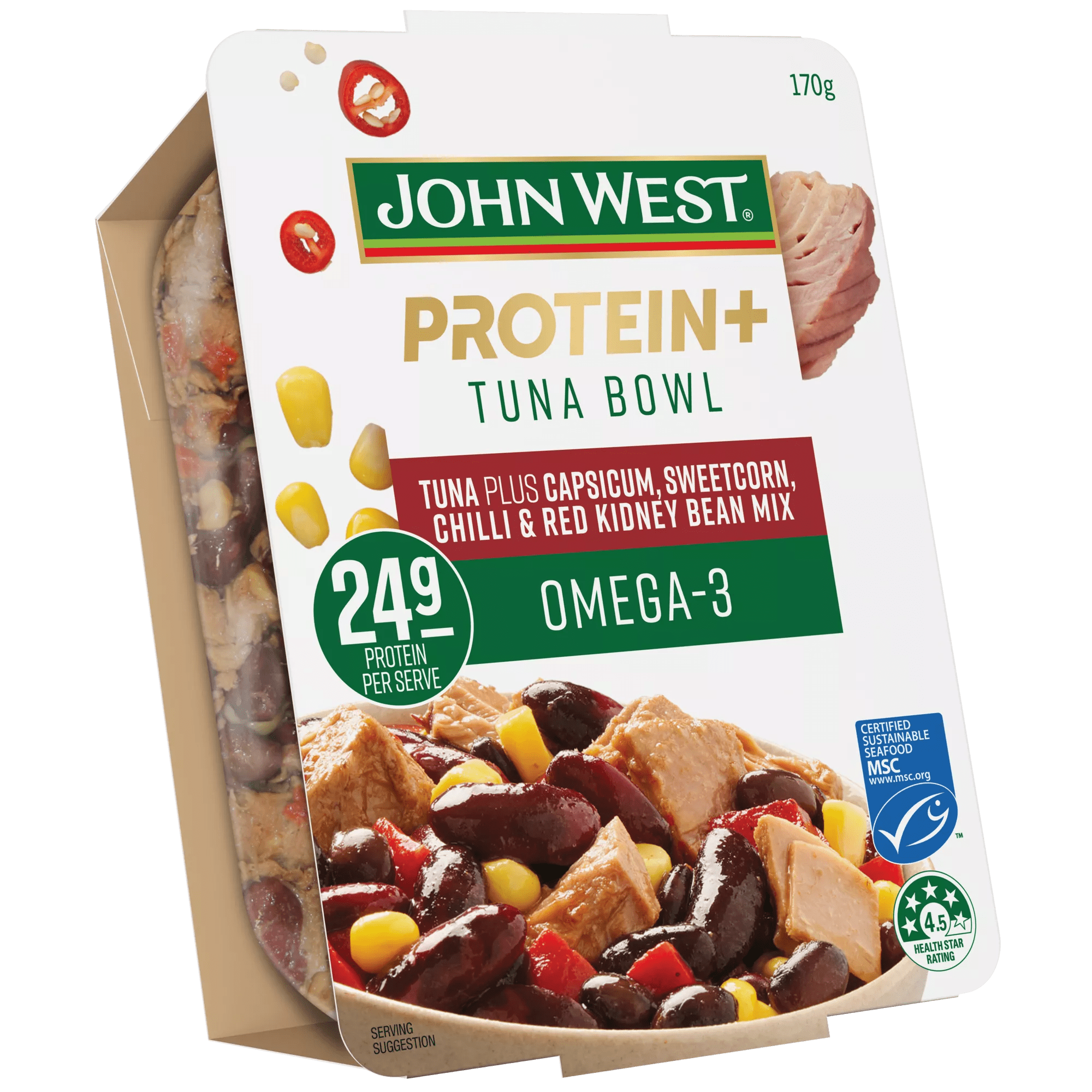 JW Protein+Omega-3 Tuna Capsicum, Sweetcorn, Chilli & Red Kidney Bean Mix 170g