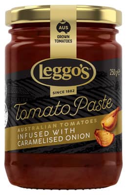 Leggo's Tomato Paste. Australian Tomatoes infused with caramalised onion 250g