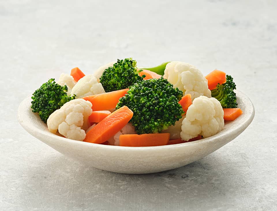 Raw Carrot Cauliflower and Broccoli