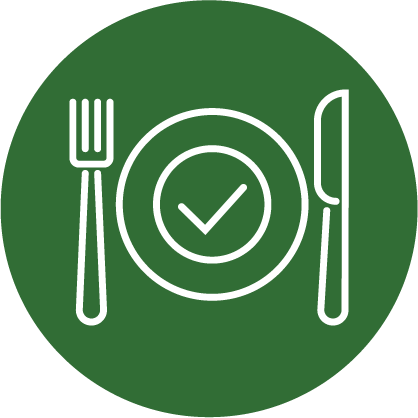 icon - plate with fork and knife on green background
